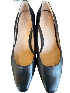 Naturalizer 27 Edit Square Toe Florence Heel Pumps Black Leather Sz 8W NWT
